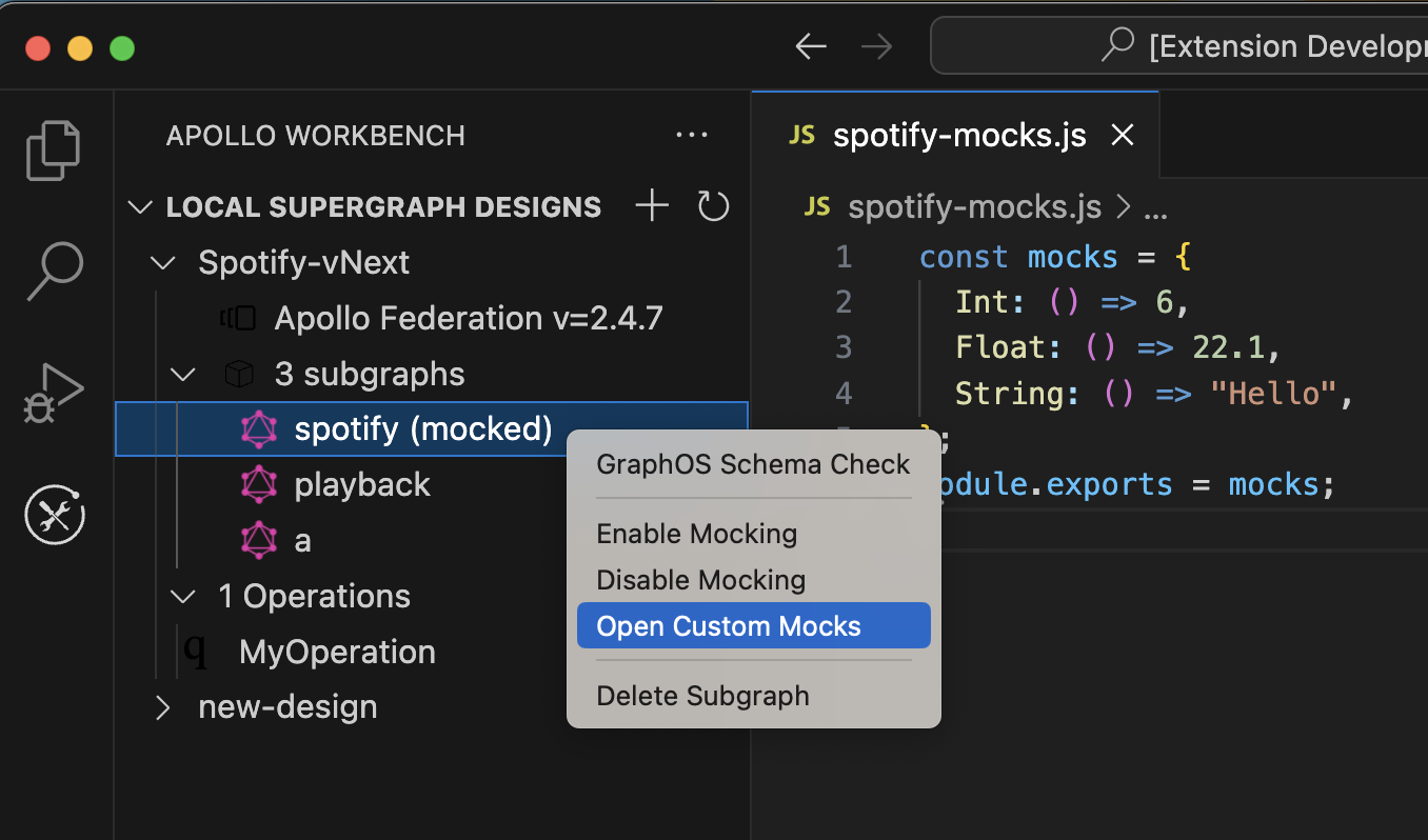 Viewing custom mocks